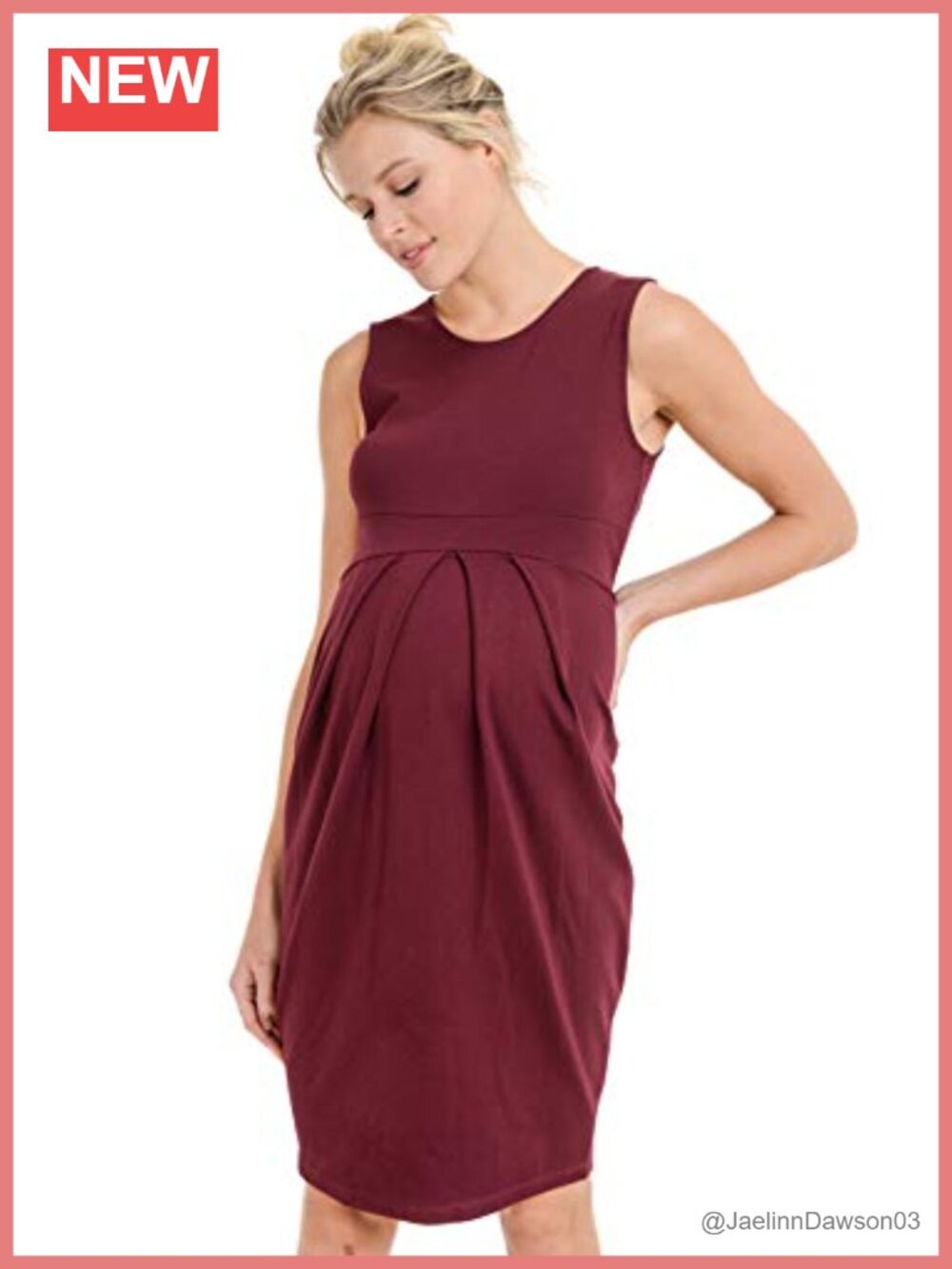 Womens Front Pleat Knee Length Midi Maternity Dress